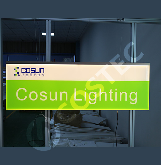 Backlit Signage For Light Panel hanging Front View