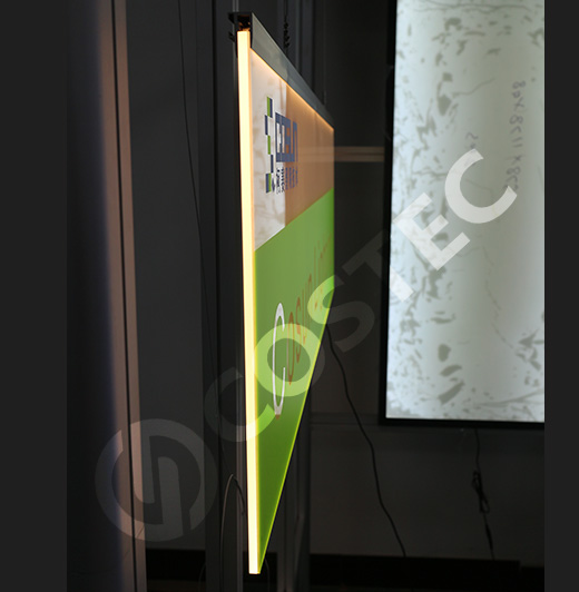 Backlit Signage For Light Panel hanging Side View 